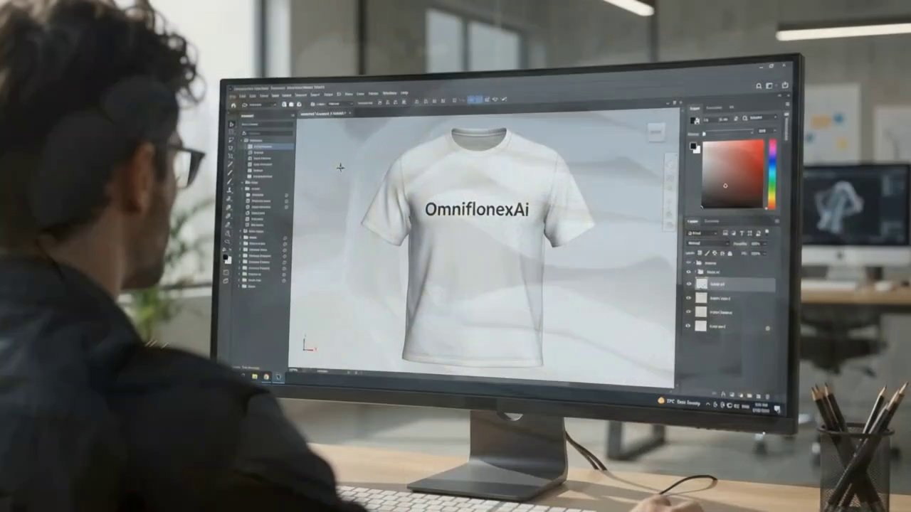 OMNIFLONEX — 3D Apparel Mockup & Brand Merchandising Poster
