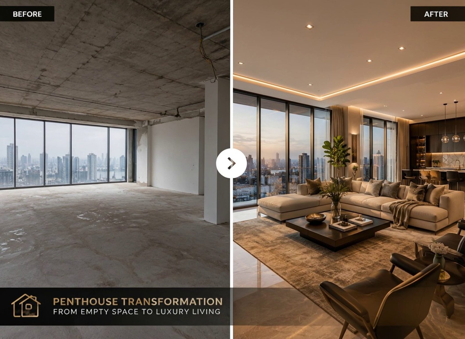 PENTHOUSE TRANSFORMATION — From Raw Space to Luxury Living Poster