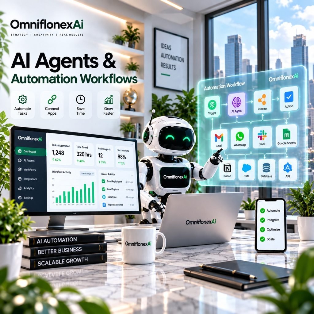 AI Agent & Automation Workflow 3D Visual